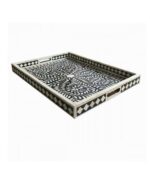 Leelawati Arts : Home Decorative Wood Bone Inlay Tray / Home Decor Bone Inlay Floral Design Serving Tray - Image 3