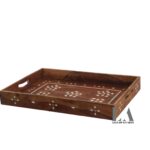 Leelawati Arts : Wood Bone Inlaid Tray Serving Tray