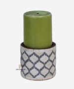 Wood Bone Inlay Mughal Design Candle Holder - Image 2