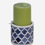 Wood Bone Inlay Mughal Design Candle Holder