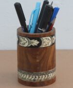 Antique Wood Inlay Hand Painted Table Decorative Home Decorative Pen Holder