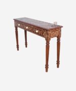Antique Wood Console Table Three drawer Bone Inlay Furniture India - Image 3