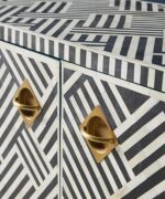 Leelawati Arts : Bone Inlay Optical Design Media Cabinet in Black, Bone Inlay Optical Design - Image 3