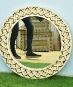 Leelawati Arts Wood Bone inlay Mirror Frames / Round Living Room Wall Décor Mirror Frames - Image 2