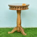 Leelawati Arts : Home Decorative Wood Bone Inlay Round Coffee And Table - Image 3