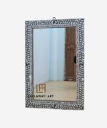 Antique Wood MOP Inlay Flower Design Home Decorative Mirror Frame