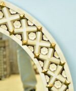 Leelawati Arts Wood Bone inlay Mirror Frames / Round Living Room Wall Décor Mirror Frames - Image 3