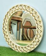 Leelawati Arts Wood Bone inlay Mirror Frames / Round Living Room Wall Décor Mirror Frames
