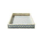Leelawati Arts : Home Decorative Wood Bone Inlay Tray in Design Blue / Home Decor Bone Inlay Serving Tray - Image 2