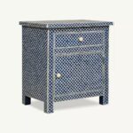 Leelawati Arts : Home Decor Blue Bone Inlay 1 Drawer 1 Door Bedside Table / Customized Bedside Table