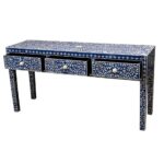 Leelawati Arts : Home Decor Mother Of Pearl 3 Drawer Wood Bone Inlay Desk Console Table