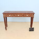 Antique Wood Console Table Three drawer Bone Inlay Furniture India