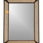 WOOD BONE INLAY LINE DESIGN HOME DECORATIVE WHITE MIRROR FRAME