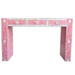 Leelawati Arts : Home Decorative Bone Inlay Modish Console Hall Table / Pink Floral Pattern For Living Room Hall Console Table