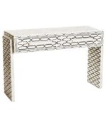 Leelawati Arts : Home Decorative 2 Drawer White Bone Inlay Console Hall Table / Home Decor White Geometric Pattern For Living Room Hall Console Table - Image 2