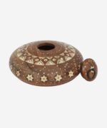 Wooden Bone Inlay Round Box - Image 2