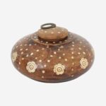 Wooden Bone Inlay Round Jewelry Box