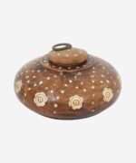 Wooden Bone Inlay Round Jewelry Box