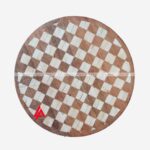 Wooden Brown Bone Inlay Round Table Top