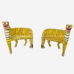 Pair of Wooden Hand Painted Tiger Chairs