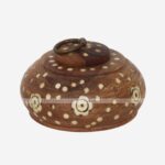 Brown Wood Bone Inlay Ring Box