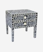 Handmade Black Bone Inlay Bedside Table