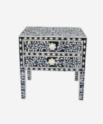 Handmade Black Bone Inlay Bedside Table - Image 2