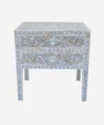 Handmade Mother Of Pearl White Bedside Table - Image 2