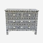 Bone Inlay Black Chest Of Drawer