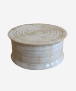 Bone Inlay White Round Box