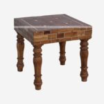 Wood Bone Inlay Side Table And Stool
