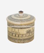 Wood Bone Inlay Round Box