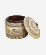 Wood Bone Inlay Round Box - Image 2