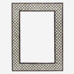 Wood Bone Inlay Mughal Design Mirror Frame