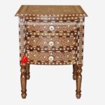 Wood Bone inlay 3 Drawer Bedside Table