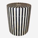 Side Table Bone Inlay Round Stool