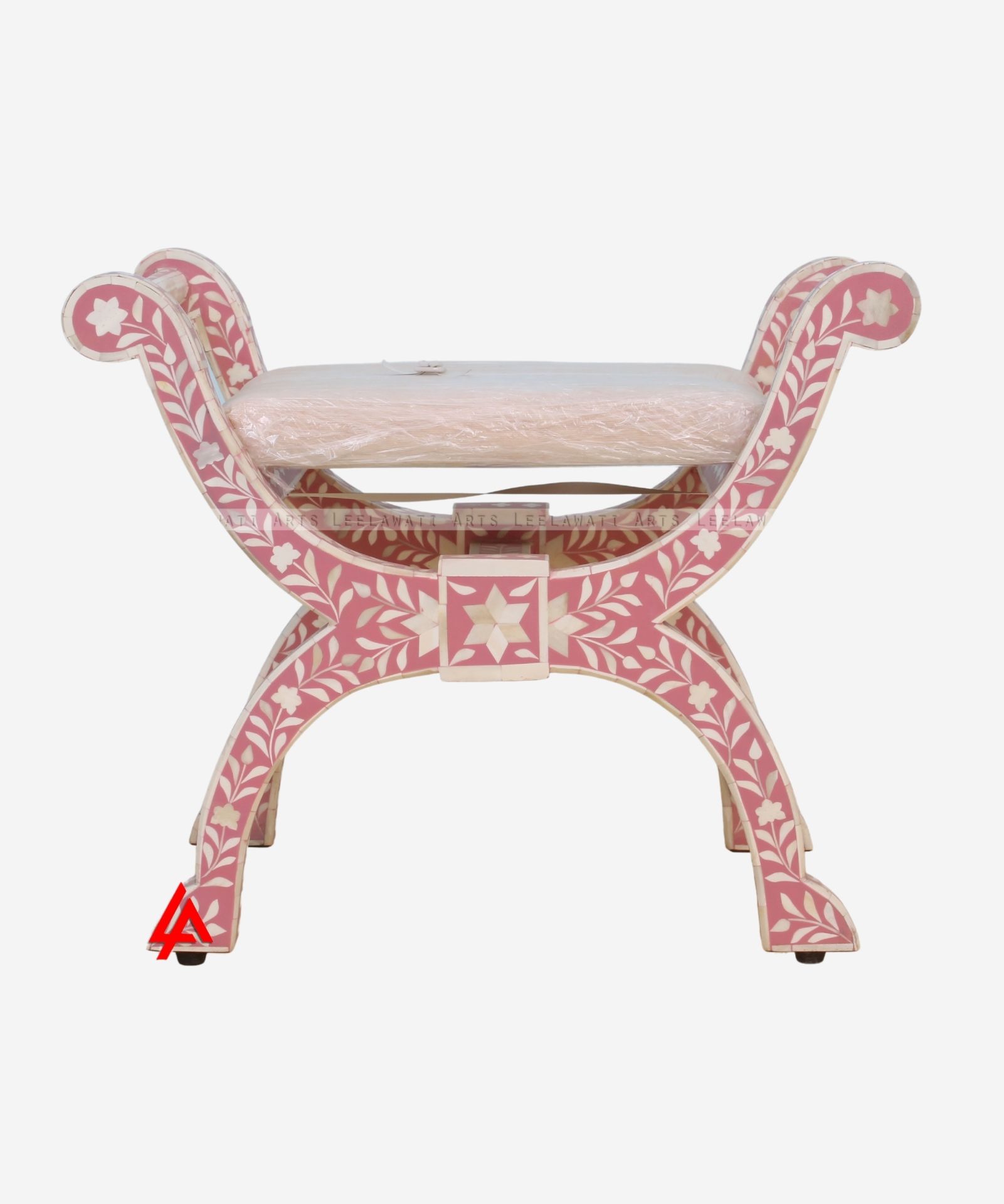 Untitled-design-2021-02-03T115746.915.jpg Antique Bone Inlay Roman Chair And Stool - Image 1