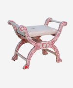 Antique Bone Inlay Roman Chair And Stool - Image 2