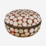 Bone Inlay Round Brown And White Box