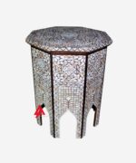 Mother of Pearl Side Table Stool Brown