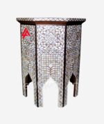 Mother of Pearl Side Table Stool Brown - Image 2