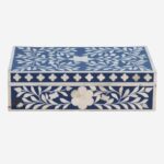 Art Deco Bone Inlay Blue Box