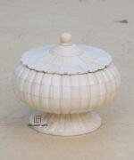 Leelawati Arts : White Color Carving Design Round Shape Storage Box