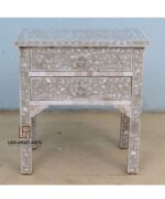 Leelawati Arts : Handmade Mother Of Pearl Grey Bedside Table
