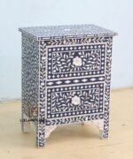 Leelawati Arts : Living Room Blue 2 Drawers Bedside Table - Image 2