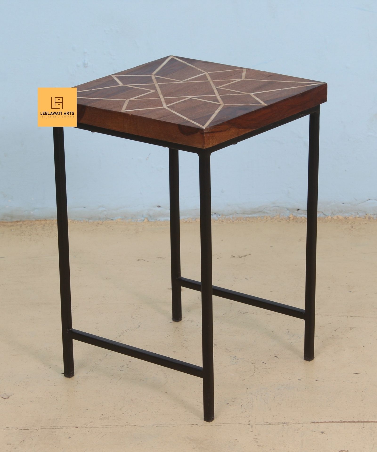 Untitled-design-2021-12-18T120221.311.jpg Bone Inlay Star Design Side Table - Image 1