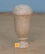 Leelawati Arts : Wooden Bone Inlay Round Shape White Color Vase Design Storage Box