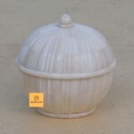 Leelawati Arts : Bone Inlay Round Shape White Color Unique Carving Storage Box