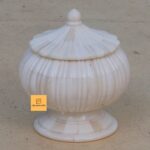 Leelawati Arts : Bone Inlay Round Shape White Color Carving Design Jewelry Box