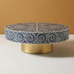 Leelawati Arts : Wood Bone Inlay Coffee Table in Blue Bone Inlay Coffee Table